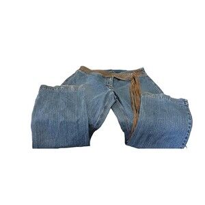 Venezia Wide Leg Jeans Size 18 | Denim Pants w/ Fringe Tassel Belt